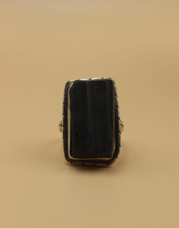 Black Tourmaline GC Silver Ring 222