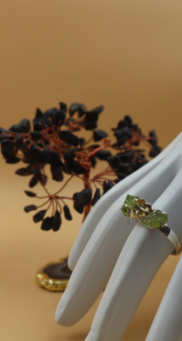 Citrine and Peridot GC Raw Crystal Silver ring