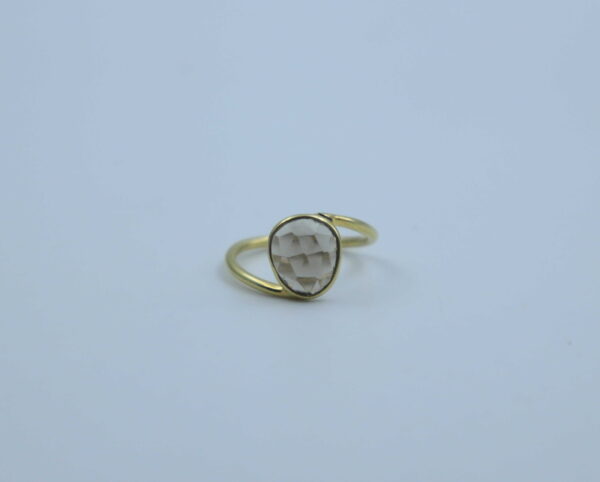 Clear Quartz GC Golden Silver Ring