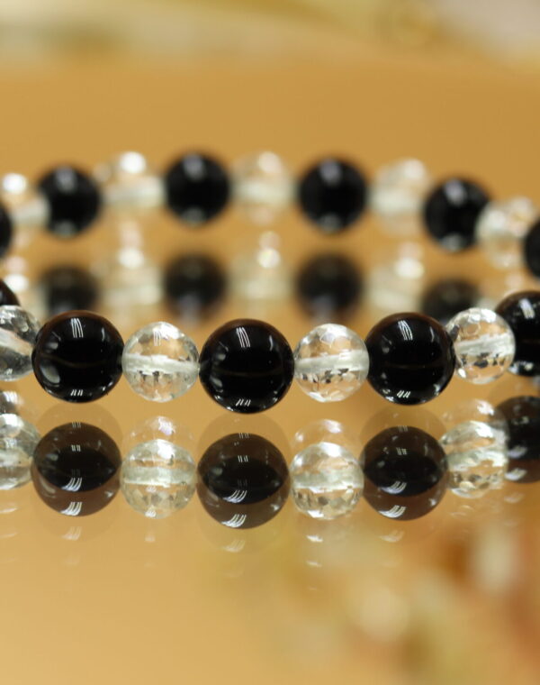 GC Natural Clear quartz and Black Tourmaline bracelet
