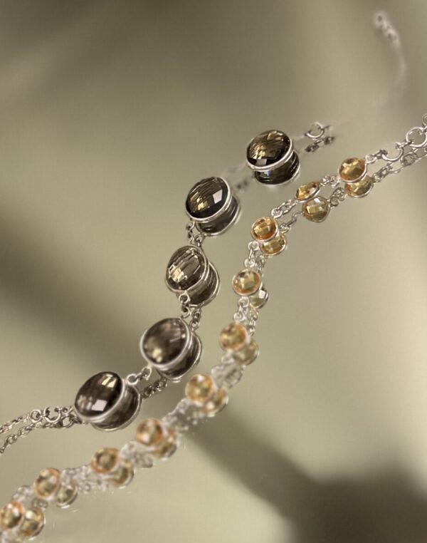 GC Smoky Quartz Silver Chain Bracelet - Image 2