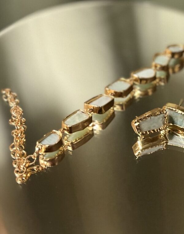GC Gold Polished Brass Green Aventurine Raw Necklace